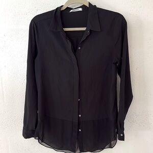 DKNY ladies light airy black button down small